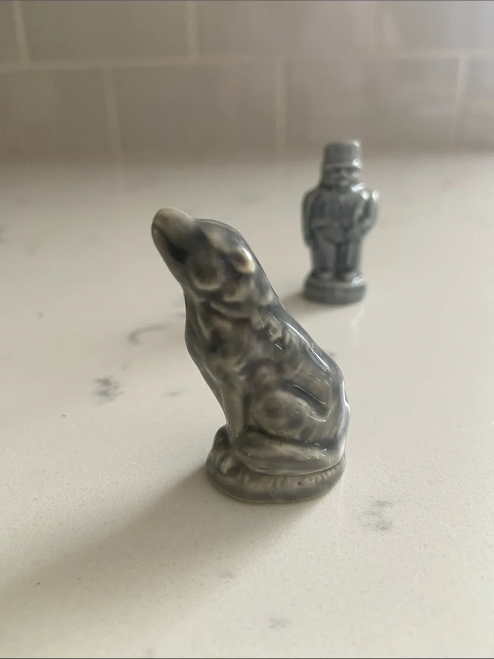 Vintage Wade England Whimsies Lot of 5 Gray Miniature Figurines Whale Wolf Eleph